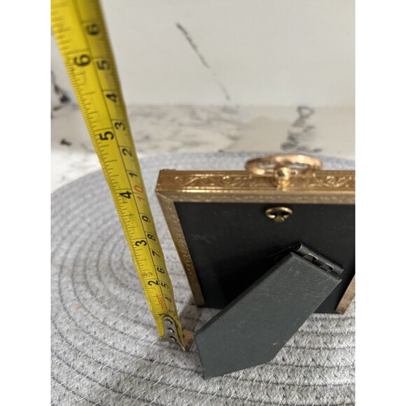 Vintage Bubble/convex Glass Footed Gold Metal Photo Frame MCM Easel - Picture 5 of 6